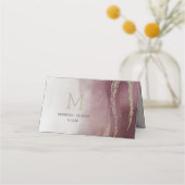 水エレガント色クランベリーテーブル番号 プレイスカード (裏面)