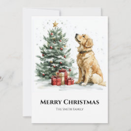 水エレガント色クリスマスと犬 シーズンカード