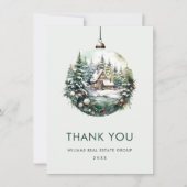 水エレガント色クリスマスオーナメントホリデー サンキューカード (正面)