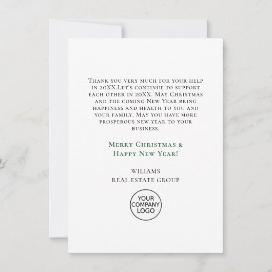 水エレガント色クリスマスオーナメントホリデー サンキューカード (裏面)