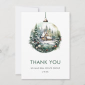 水エレガント色クリスマスオーナメントホリデー サンキューカード (正面)