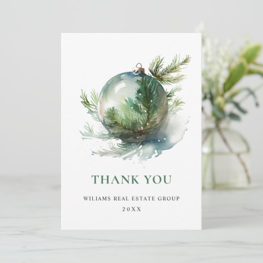 水エレガント色クリスマスオーナメントホリデー サンキューカード (スタンド正面)