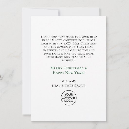 水エレガント色クリスマスオーナメントホリデー サンキューカード (裏面)