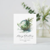 水エレガント色クリスマスオーナメントホリデー ポストカード (スタンド正面)