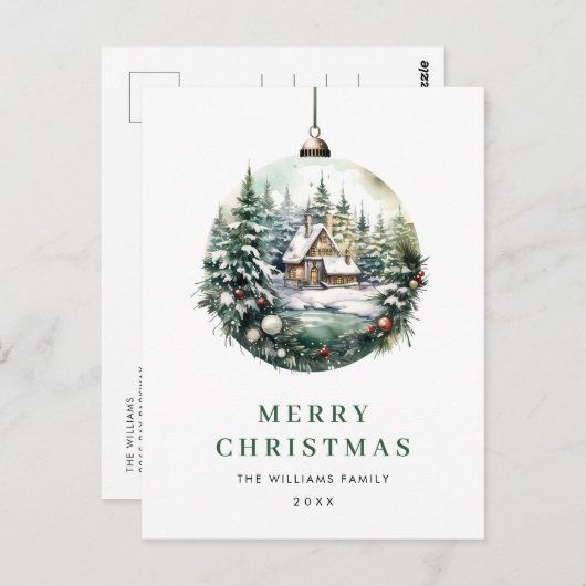水エレガント色クリスマスオーナメントホリデー ポストカード (正面/裏面)