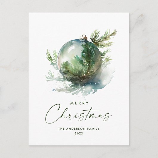 水エレガント色クリスマスオーナメントホリデー ポストカード (正面)