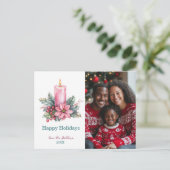 水エレガント色クリスマスキャンドルカスタム写真 シーズンポストカード (スタンド正面)