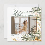 水エレガント色クリスマスグリーンカスタムリー写真 シーズンカード (正面)