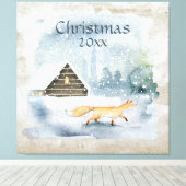 水エレガント色クリスマスシーンタイポグラフィ キャンバスプリント (インサイチュ (ウッドフロア))