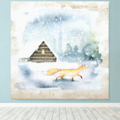 水エレガント色クリスマスシーン キャンバスプリント (インサイチュ (ウッドフロア))