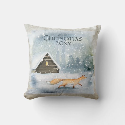 水エレガント色クリスマスタイポグラフィ記念 クッション (正面)