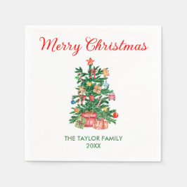 水エレガント色クリスマスツリーオーナメント&ギフト スタンダードカクテルナプキン