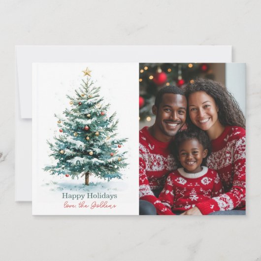 水エレガント色クリスマスツリーカスタム写真 シーズンカード (正面)