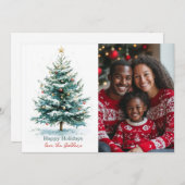 水エレガント色クリスマスツリーカスタム写真 シーズンカード (正面/裏面)