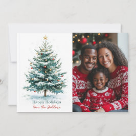 水エレガント色クリスマスツリーカスタム写真 シーズンカード