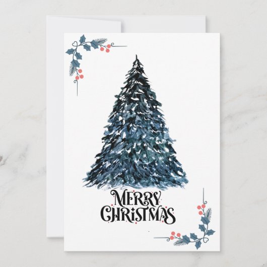 水エレガント色クリスマスツリーカード | フェスティバルと シーズンカード (正面)