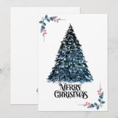 水エレガント色クリスマスツリーカード | フェスティバルと シーズンカード (正面/裏面)