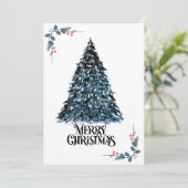 水エレガント色クリスマスツリーカード | フェスティバルと シーズンカード (スタンド正面)