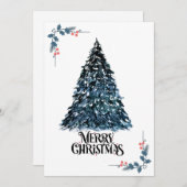 水エレガント色クリスマスツリーカード | フェスティバルと シーズンカード (正面/裏面)