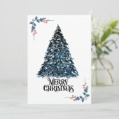 水エレガント色クリスマスツリーカード | フェスティバルと シーズンカード (スタンド正面)