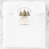 水エレガント色クリスマスツリーズホリデー ラウンドシール (バッグ)