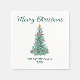 水エレガント色クリスマスツリータイポグラフィ スタンダードカクテルナプキン