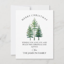 水エレガント色クリスマスツリーファミリーカード シーズンカード
