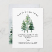 水エレガント色クリスマスツリーファミリーカード シーズンカード (正面/裏面)