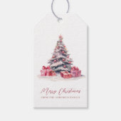 水エレガント色クリスマスツリーホリデイ ギフトタグ (正面)