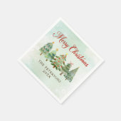 水エレガント色クリスマスツリーホリデーパーティー スタンダードカクテルナプキン (角)