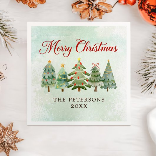 水エレガント色クリスマスツリーホリデーパーティー スタンダードカクテルナプキン