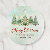 水エレガント色クリスマスツリーホリデーパーティー フェイバータグ (裏面)