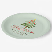 水エレガント色クリスマスツリーホリデーパーティー ペーパープレート (アングル)