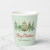 水エレガント色クリスマスツリーホリデーパーティー 紙コップ (正面)