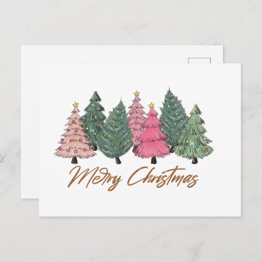 水エレガント色クリスマスツリーメリークリスマス シーズンポストカード (正面/裏面)