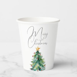 水エレガント色クリスマスツリーメリークリスマス 紙コップ
