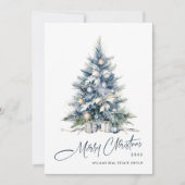 水エレガント色クリスマスツリー企業の シーズンカード (正面)