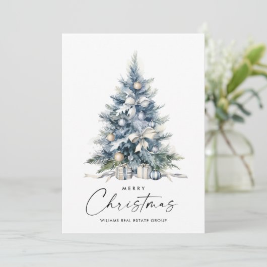 水エレガント色クリスマスツリー企業の シーズンカード (スタンド正面)