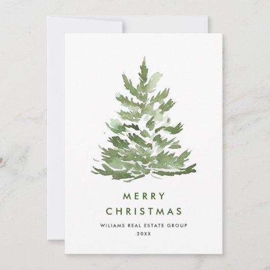 水エレガント色クリスマスツリー企業の シーズンカード (正面)