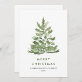 水エレガント色クリスマスツリー企業の シーズンカード (正面/裏面)