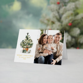 水エレガント色クリスマスツリー写真 箔シーズンカード