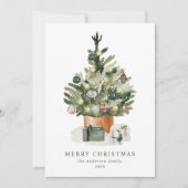水エレガント色クリスマスツリー非写真 シーズンカード (正面)