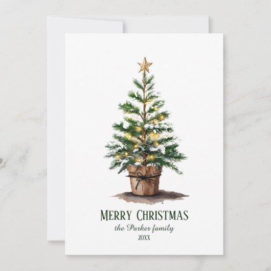 水エレガント色クリスマスツリー非写真 シーズンカード (正面)