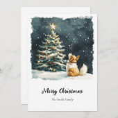 水エレガント色クリスマスツリー非写真 シーズンカード (正面/裏面)