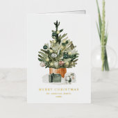 水エレガント色クリスマスツリー非写真 箔シーズンカード (正面)