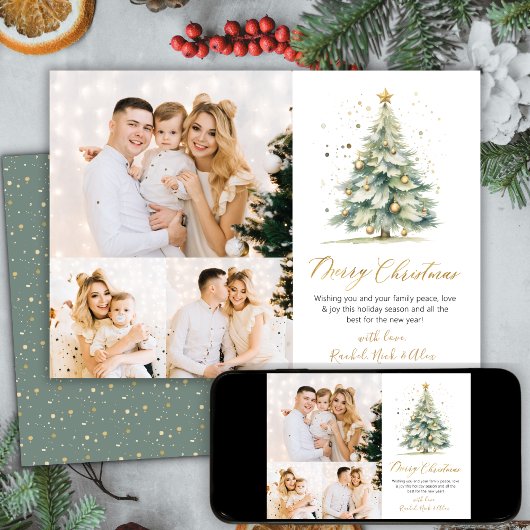 水エレガント色クリスマスツリー3 Photo Collage シーズンカード