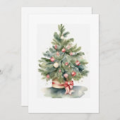 水エレガント色クリスマスツリー シーズンカード (正面/裏面)