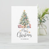 水エレガント色クリスマスツリー&プレゼント シーズンカード (スタンド正面)