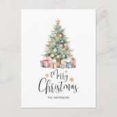 水エレガント色クリスマスツリー&プレゼント ポストカード (正面)