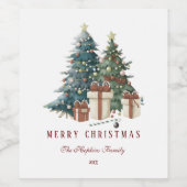 水エレガント色クリスマスツリー ワインラベル (シングルラベル)